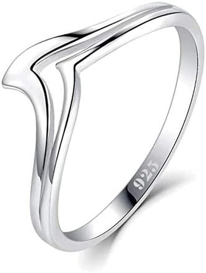 BORUO 925 Sterling Silver Ring Chevron Thumb Stackable CZ High Polish Comfort Fit Band Ring Size 4-12 Chevron 1 / 7