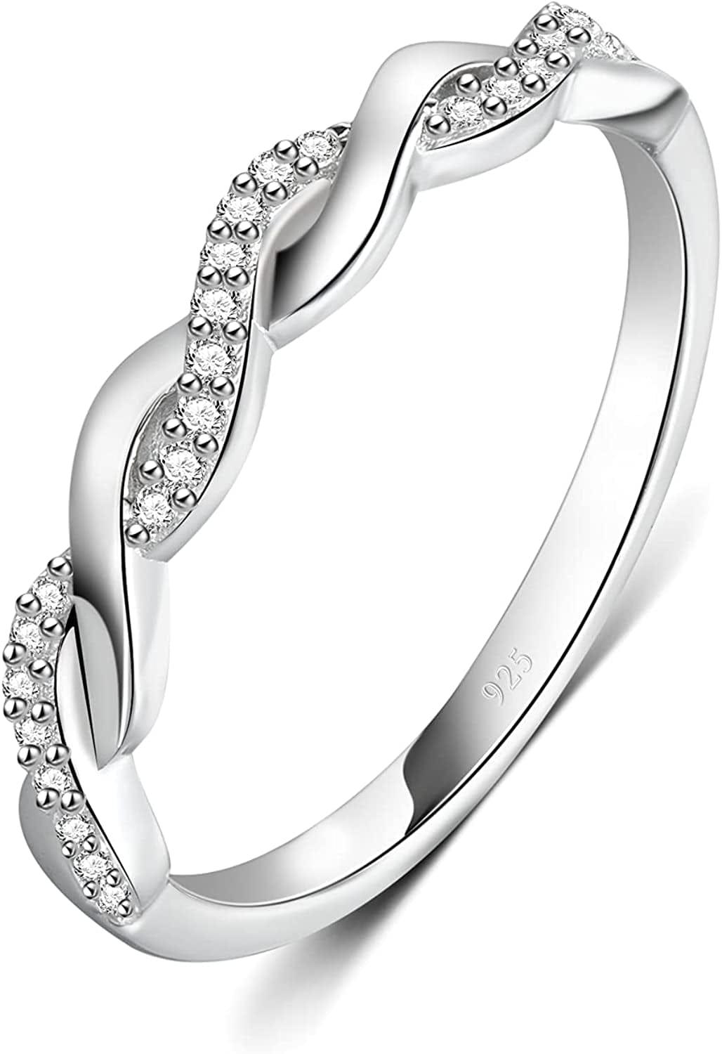 BORUO Twisted Infinity Celtic Knot Ring - 925 Sterling Silver Rings for Women - Knot Ring - Infinity Shape Cubic Zirconia Ring - 925 Infinity Sterling Silver Rings for Special Occasions, Stackable, 1.7Mm, Size 4-12 Infinity Celtic Knot 1 / 10