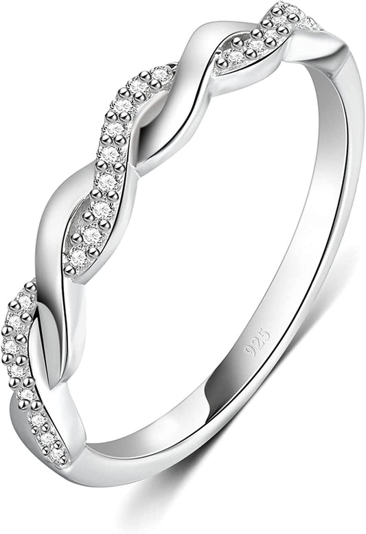 BORUO Twisted Infinity Celtic Knot Ring - 925 Sterling Silver Rings for Women - Knot Ring - Infinity Shape Cubic Zirconia Ring - 925 Infinity Sterling Silver Rings for Special Occasions, Stackable, 1.7Mm, Size 4-12 Infinity Celtic Knot 1 / 10