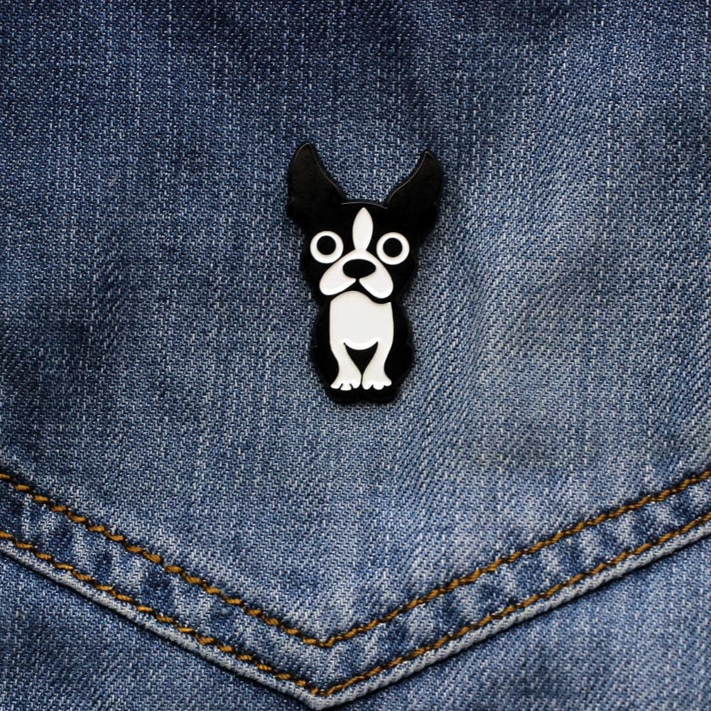 Boston Terrier Enamel Pin Metal Black Dog Brooch Gifts for Dog Lovers Boston Terrier Lapel Pin Jewelry Boston Terrier