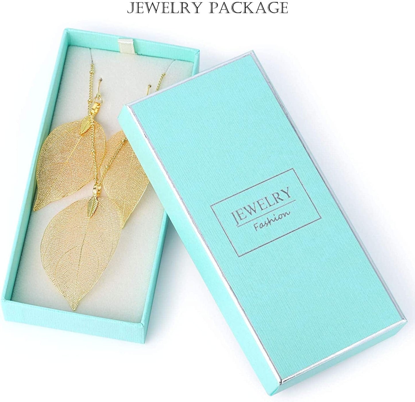 BOUTIQUELOVIN Filigree Long Leaf Pendant Dangle Necklace and Earring Jewelry Set Fashion Gifts for Women Girls