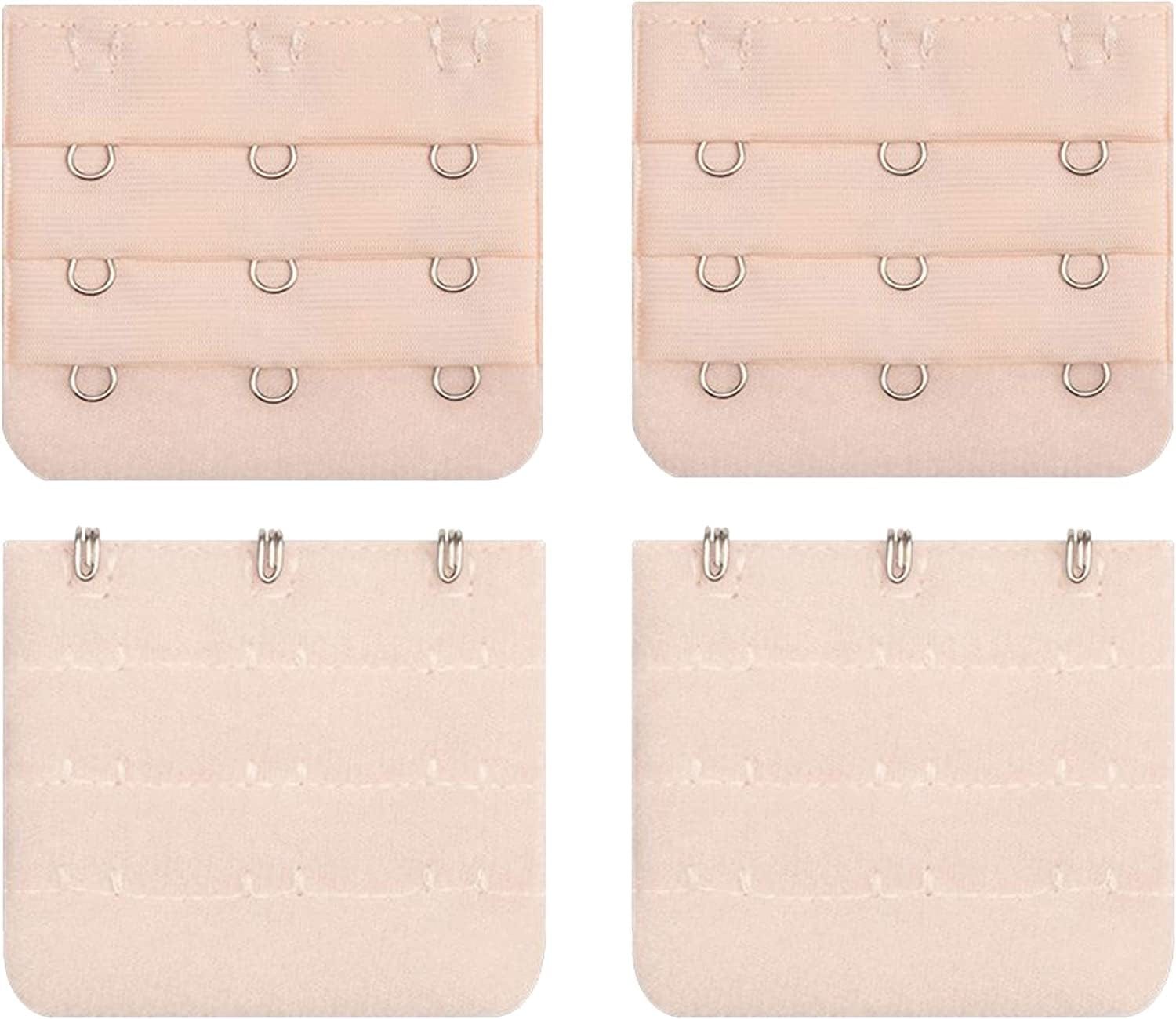 Bra Extender 3 Hook Bra Back Clips Bra Strap Extender Bra Clasp (4Pcs) Nude