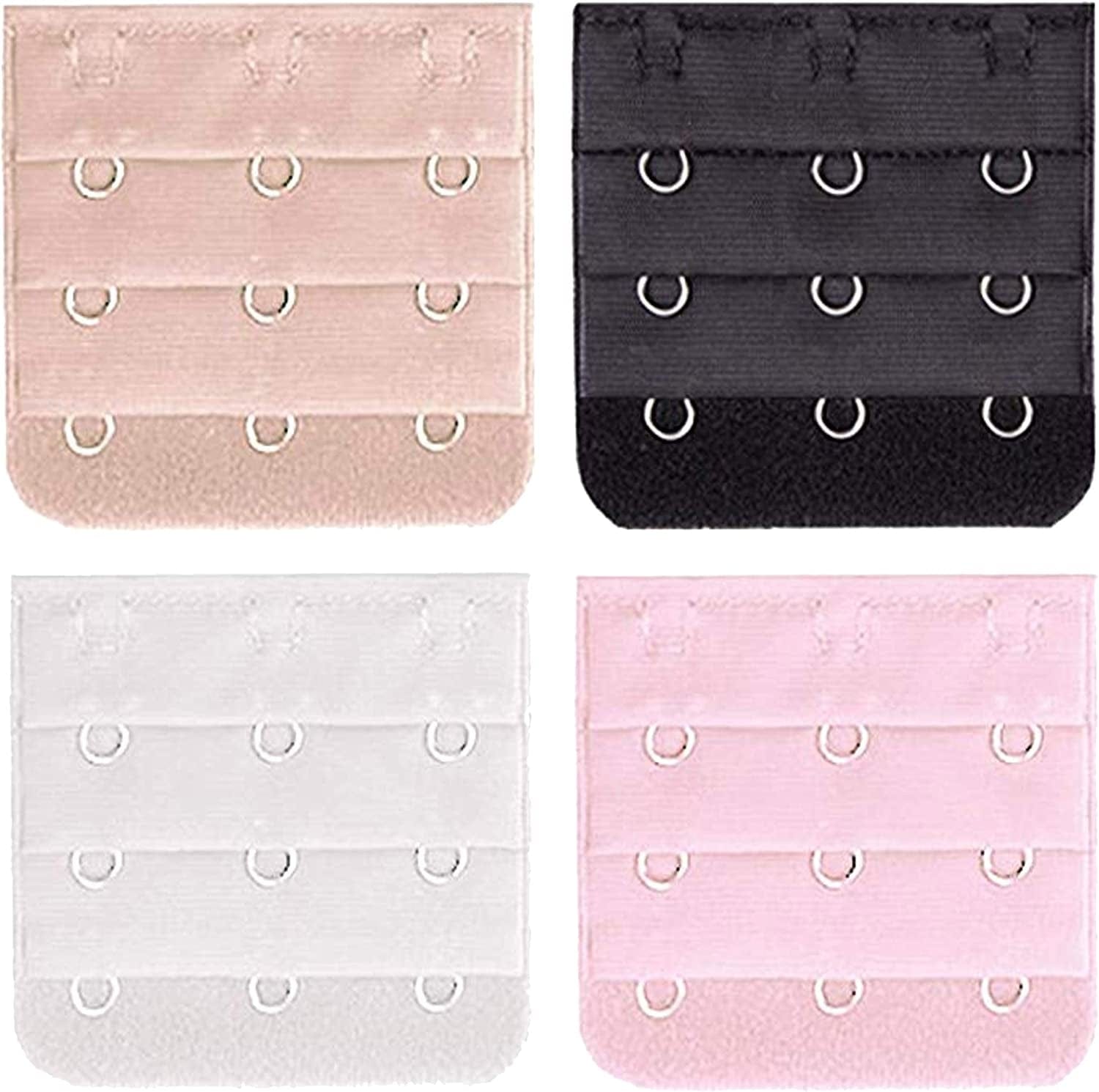 Bra Extender 3 Hook Bra Back Clips Bra Strap Extender Bra Clasp (4Pcs) Mix Color