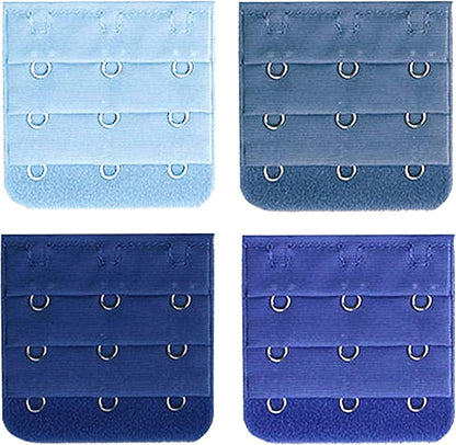 Bra Extender 3 Hook Bra Back Clips Bra Strap Extender Bra Clasp (4Pcs) Blue Mix
