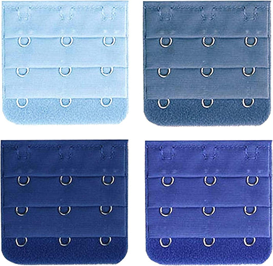 Bra Extender 3 Hook Bra Back Clips Bra Strap Extender Bra Clasp (4Pcs) Blue Mix