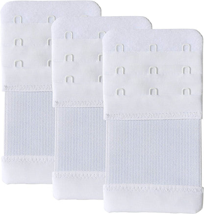 Bra Extender 3 Hook Elastic Stretchy Bra Band Extension 3Pcs-Pack White, 3 Hook, 0.75inch(1.9cm) / One Size