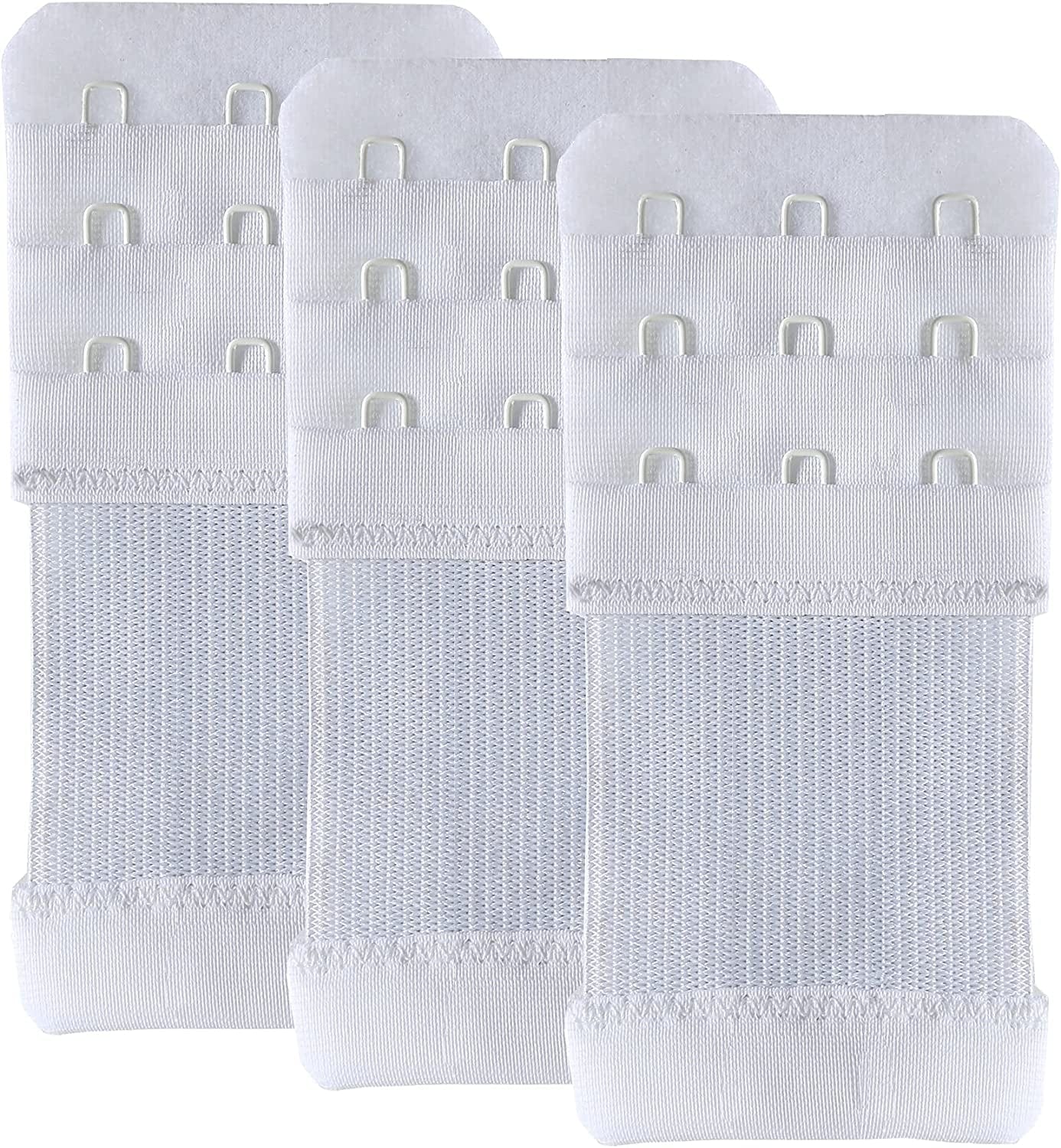Bra Extender 3 Hook Elastic Stretchy Bra Band Extension 3Pcs-Pack White, 3 Hook, 0.5inch(1.3cm) / One Size