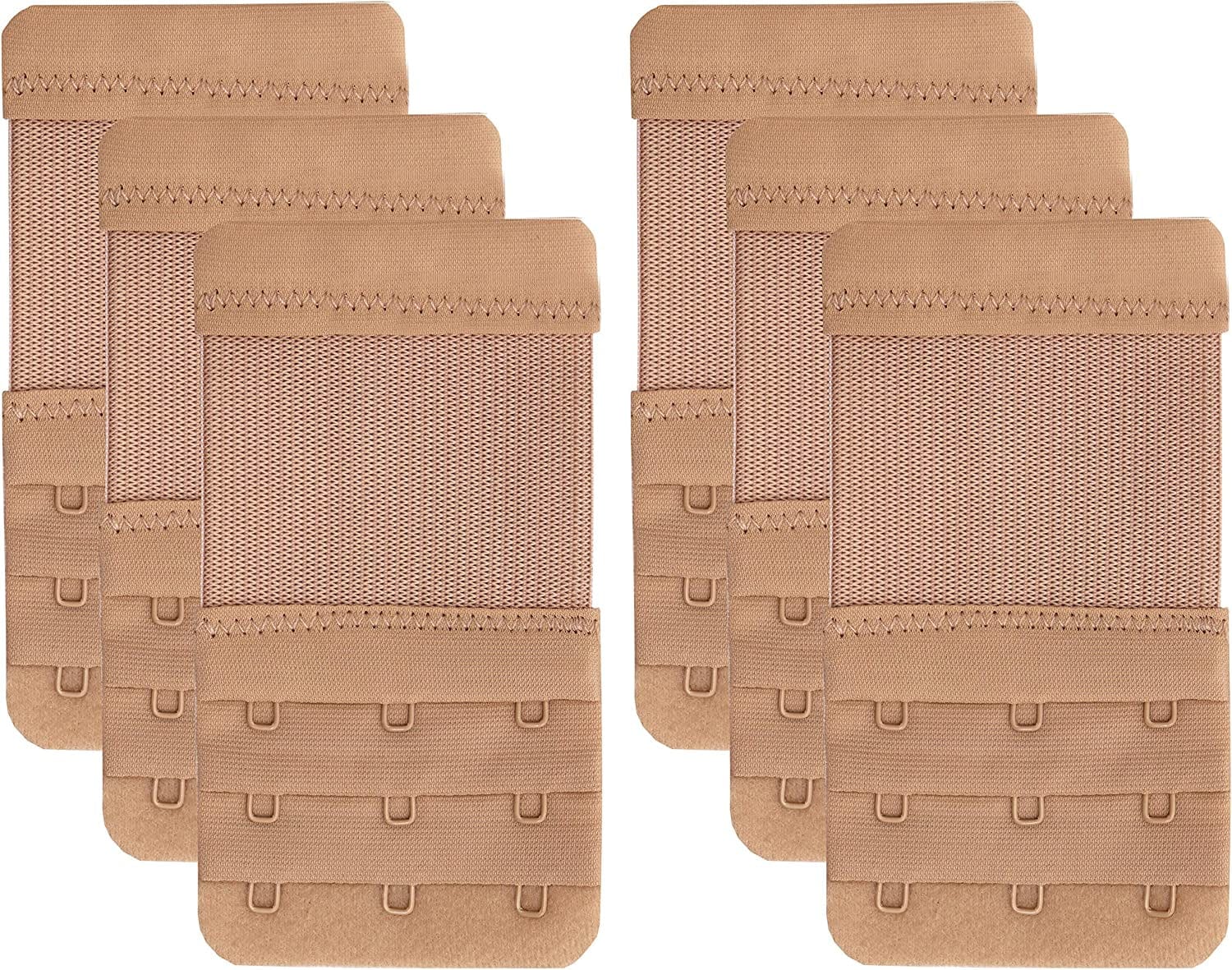 Bra Extender 3 Hook,Stretchy Soft and Comfortable Bra Strap Extender Skin Color-6 Pcs Pack