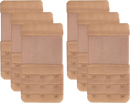 Bra Extender 3 Hook,Stretchy Soft and Comfortable Bra Strap Extender Skin Color-6 Pcs Pack