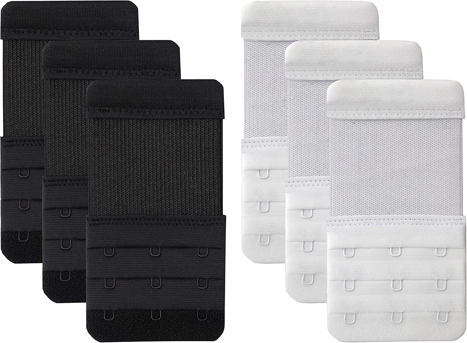 Bra Extender 3 Hook,Stretchy Soft and Comfortable Bra Strap Extender White/Black- 6 Pcs Pack