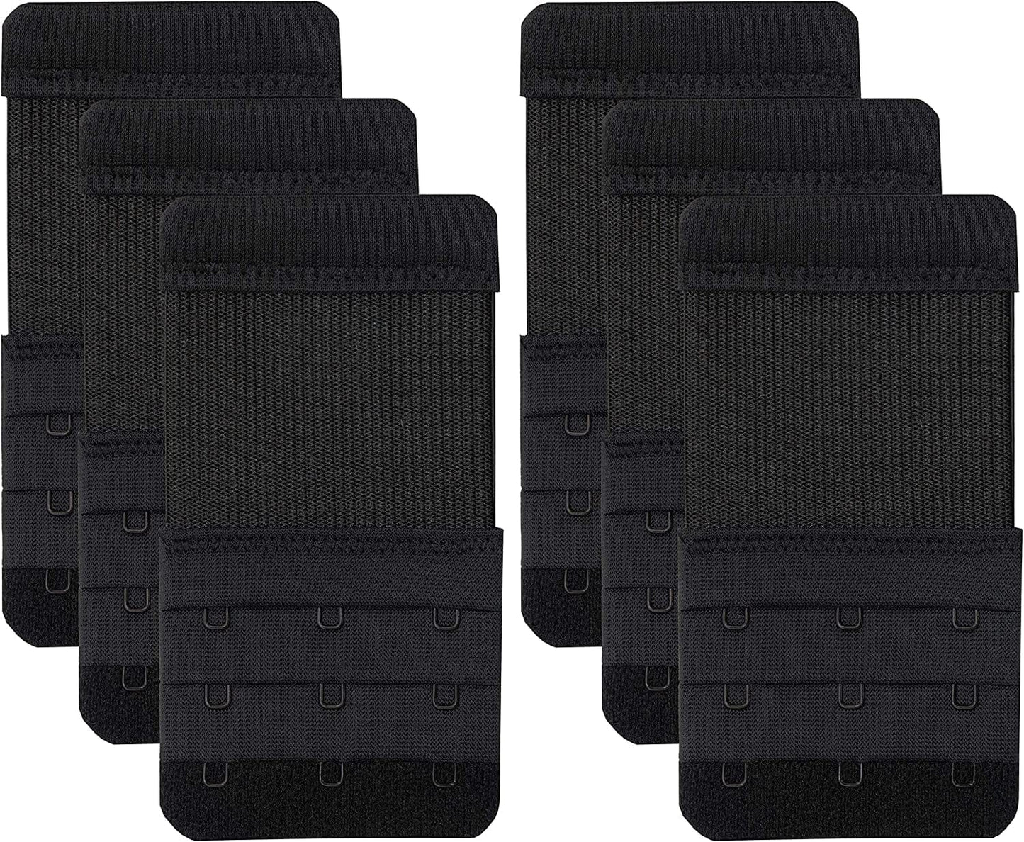 Bra Extender 3 Hook,Stretchy Soft and Comfortable Bra Strap Extender Black-6 Pcs Pack