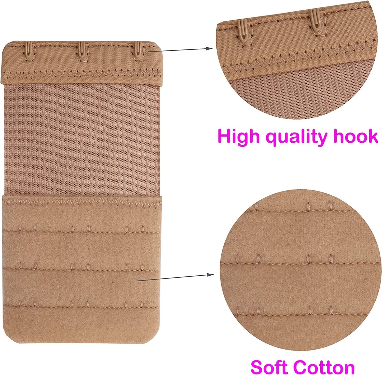 Bra Extender 3 Hook,Stretchy Soft and Comfortable Bra Strap Extender
