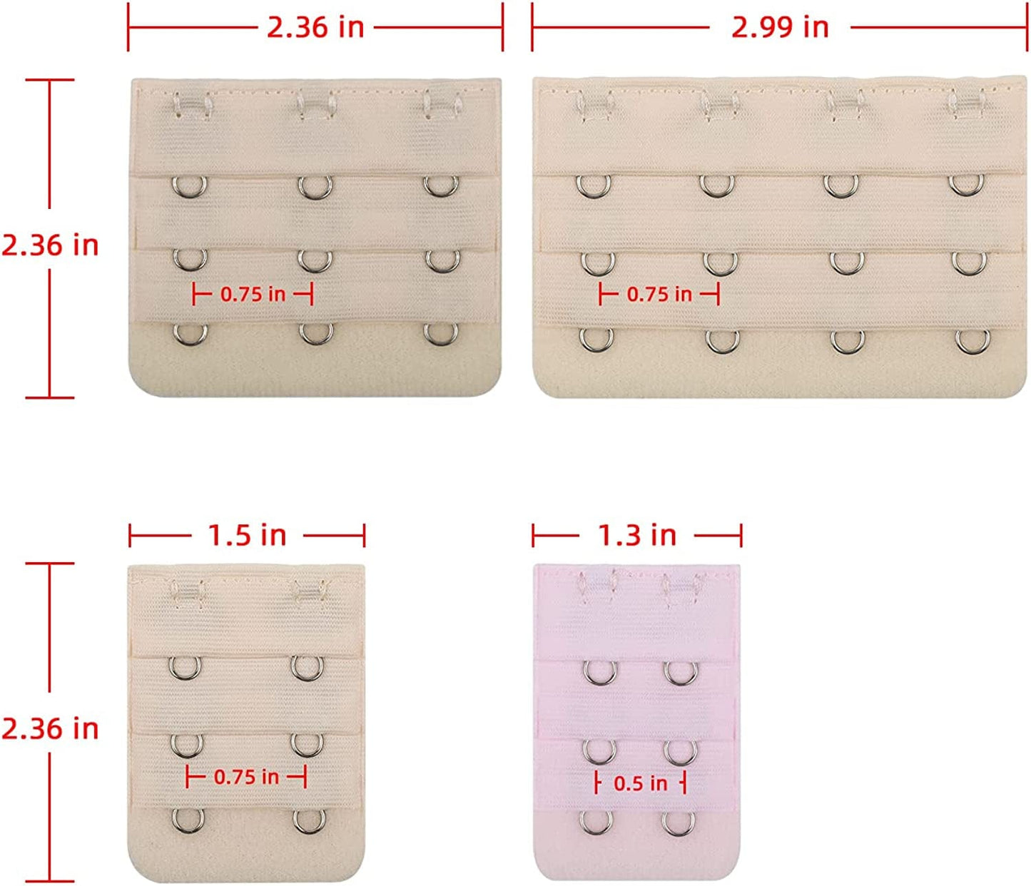 Bra Extenders 2 Hook / 3 Hook / 4 Hook, Soft and Comfortable Strap Bra Extender