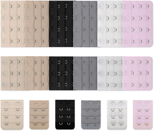 Bra Extenders 2 Hook / 3 Hook / 4 Hook, Soft and Comfortable Strap Bra Extender Bra Extenders Multi Color 18 Pcs