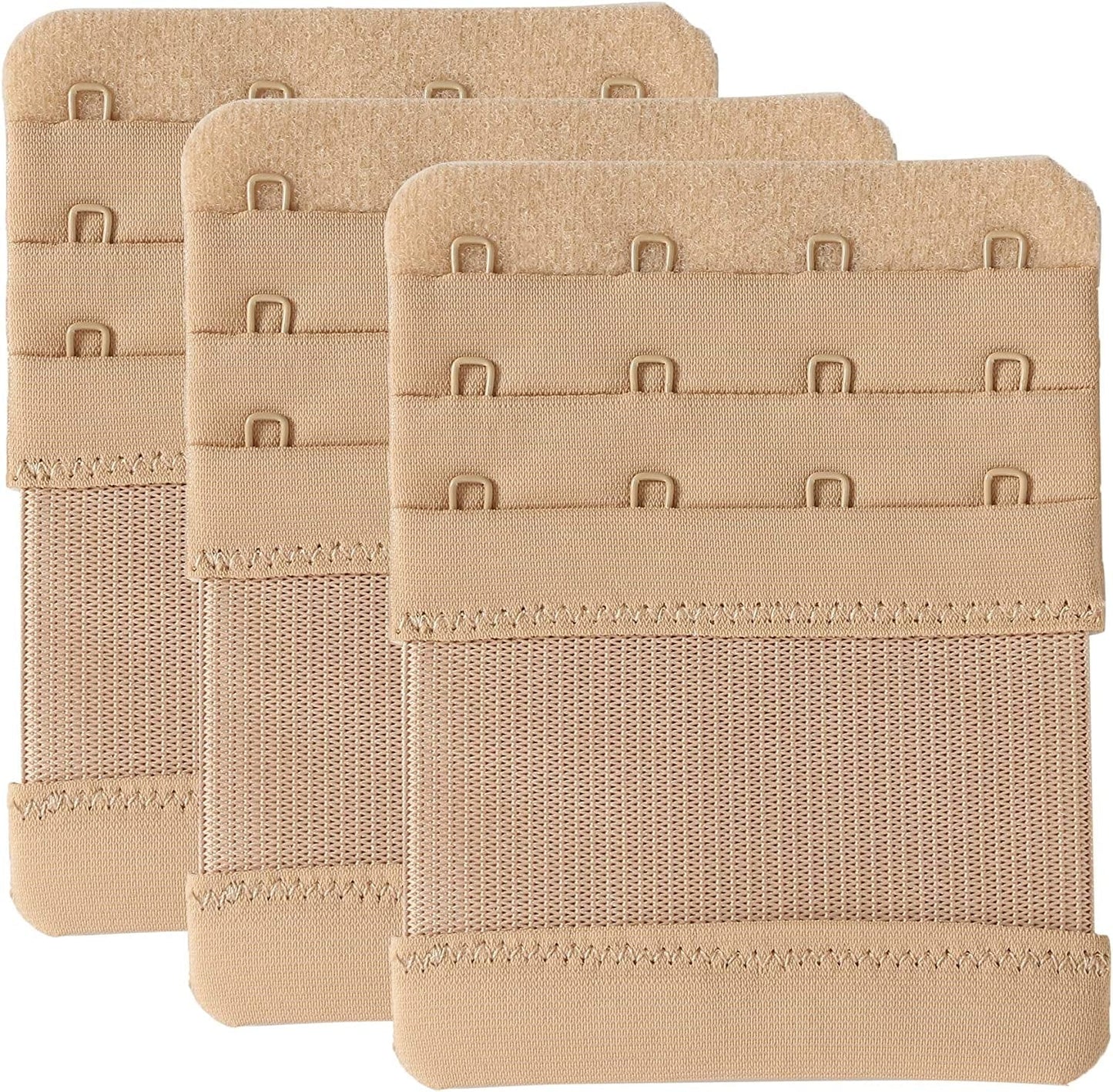 Bra Extenders 4 Hook Elastic Stretchy Bra Extensions Strap Comfortable 3Pcs-Pack Beige / One Size