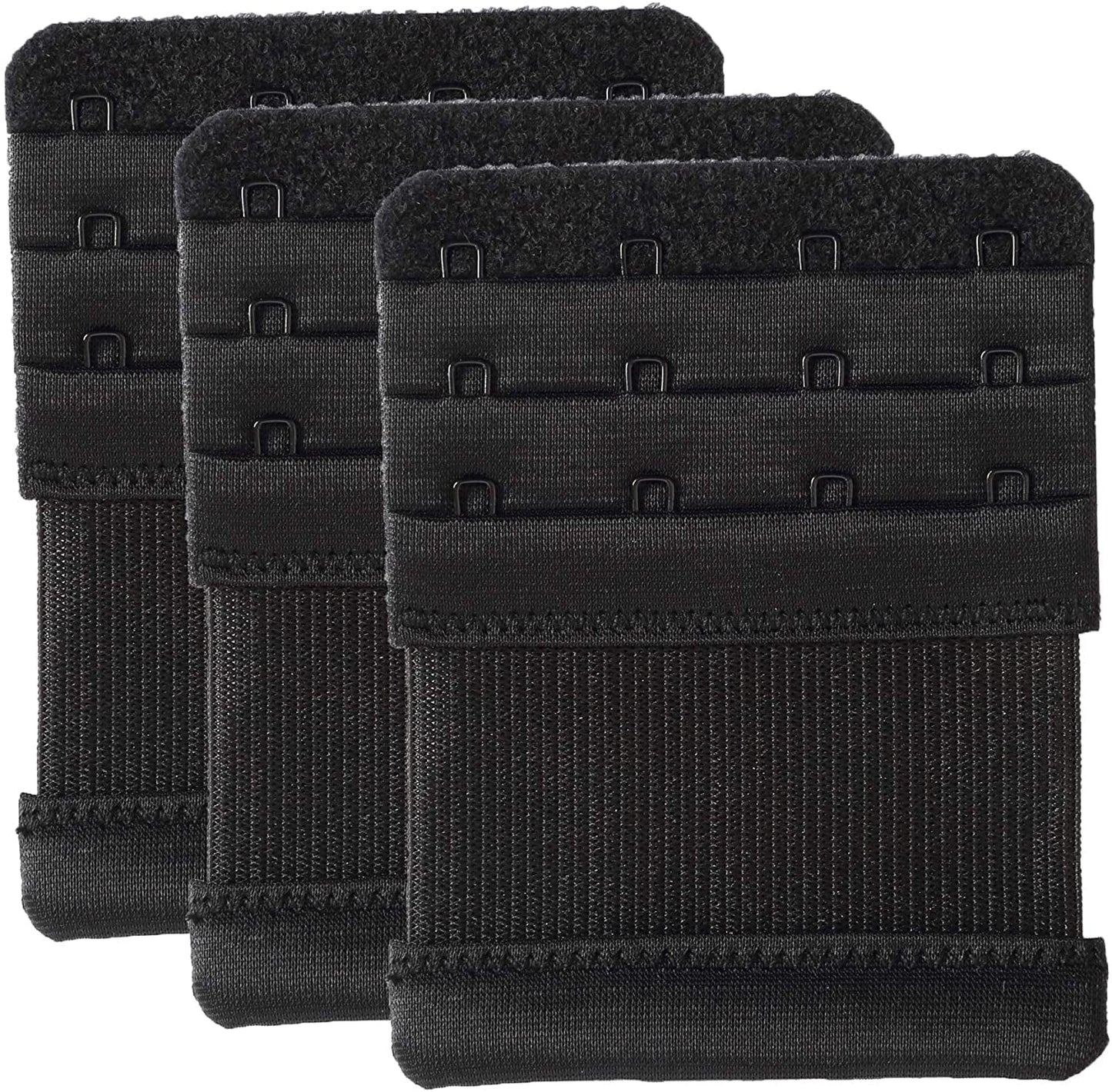 Bra Extenders 4 Hook Elastic Stretchy Bra Extensions Strap Comfortable 3Pcs-Pack Black / One Size