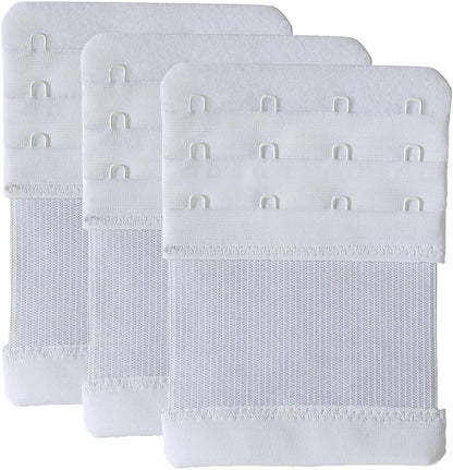 Bra Extenders 4 Hook Elastic Stretchy Bra Extensions Strap Comfortable 3Pcs-Pack White / One Size