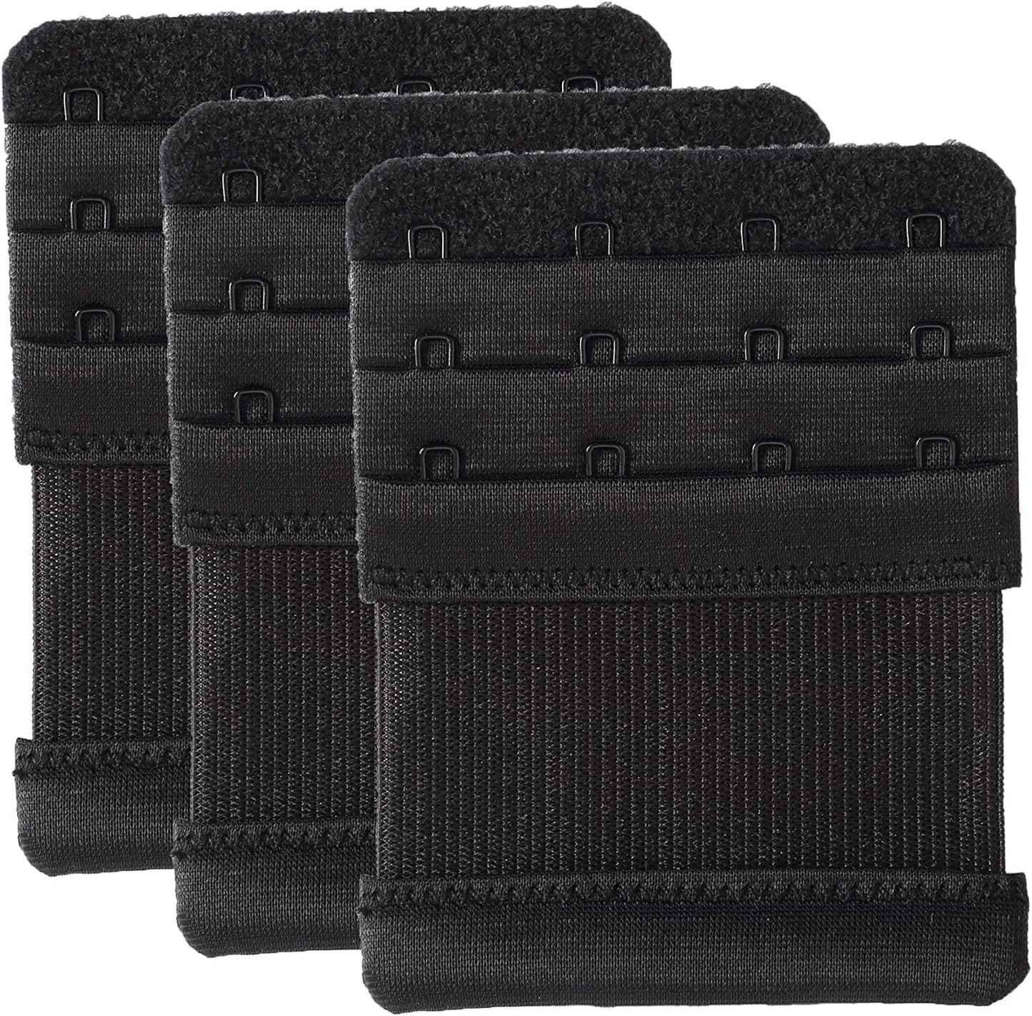 Bra Extenders 4 Hook Elastic Stretchy Bra Extensions Strap Comfortable 3Pcs-Pack Black / One Size