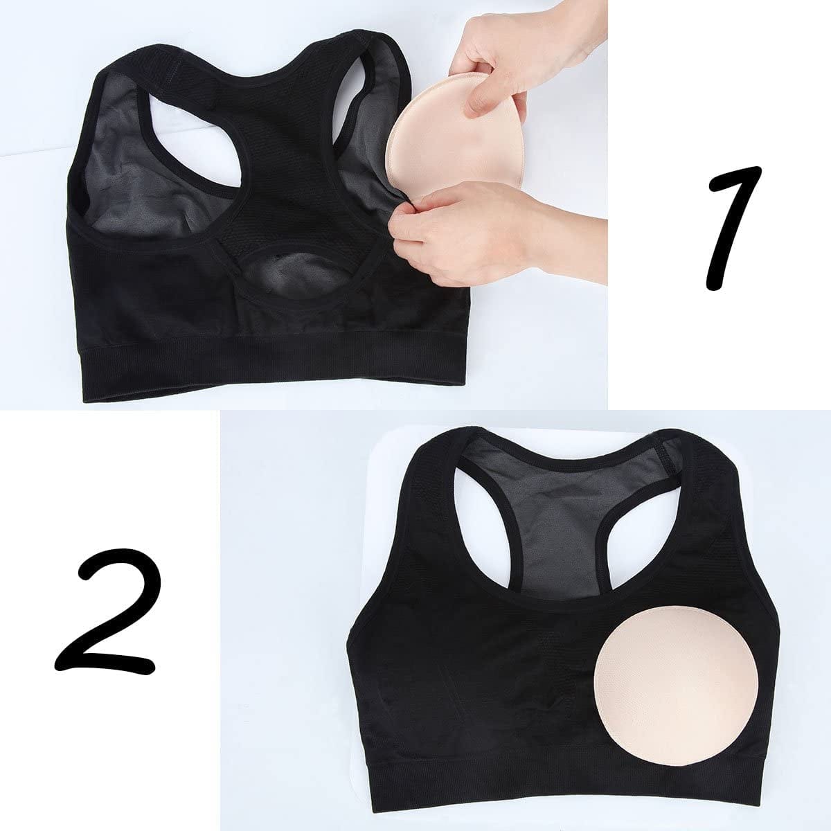 Bra Inserts 4 Pairs,Sermicle Bra Pads Sewed Stitched Removable for Sports Bra B/C,C/D & D/E Cup Optional