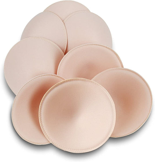 Bra Inserts 4 Pairs,Sermicle Bra Pads Sewed Stitched Removable for Sports Bra B/C,C/D & D/E Cup Optional Beige Round / C/D Cup