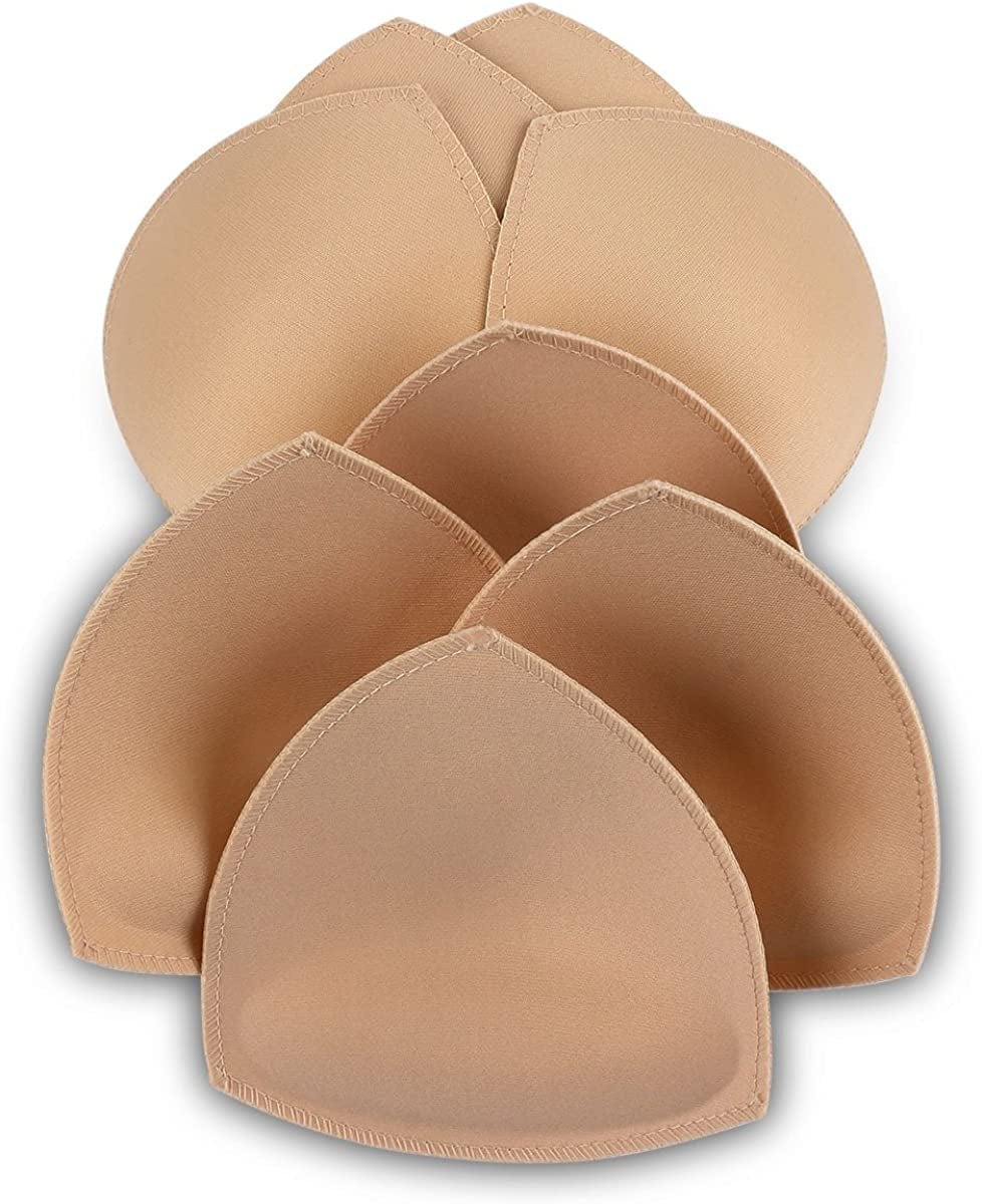 Bra Pad Inserts 4 Pairs,Sermicle Bra Pads Sewn Padded for Sports Bra A/B or C/D,D/E Cup Beige or Black, White Optional Beige / A / B