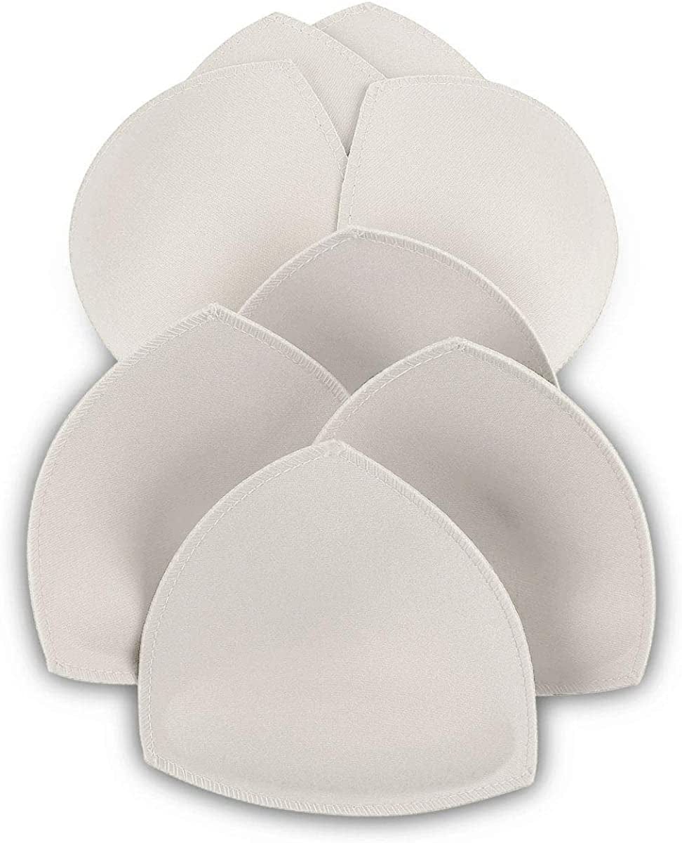 Bra Pad Inserts 4 Pairs,Sermicle Bra Pads Sewn Padded for Sports Bra A/B or C/D,D/E Cup Beige or Black, White Optional White / C/D