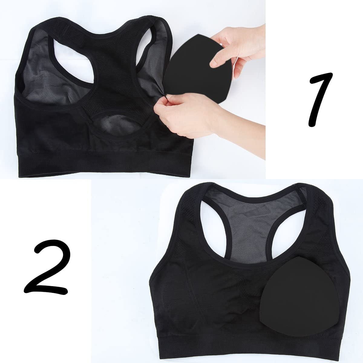Bra Pad Inserts 4 Pairs,Sermicle Bra Pads Sewn Padded for Sports Bra A/B or C/D,D/E Cup Beige or Black, White Optional