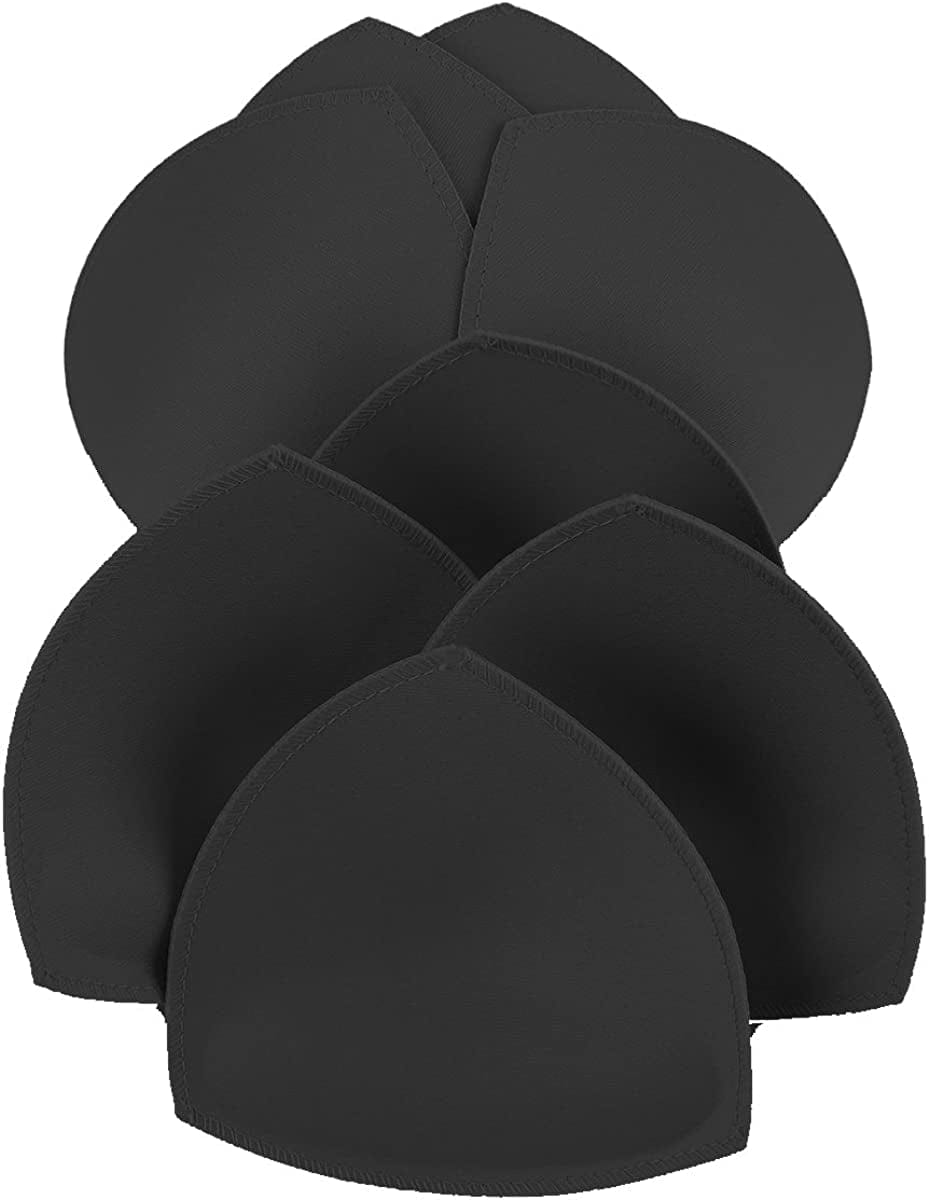 Bra Pad Inserts 4 Pairs,Sermicle Bra Pads Sewn Padded for Sports Bra A/B or C/D,D/E Cup Beige or Black, White Optional Dark Black / C/D