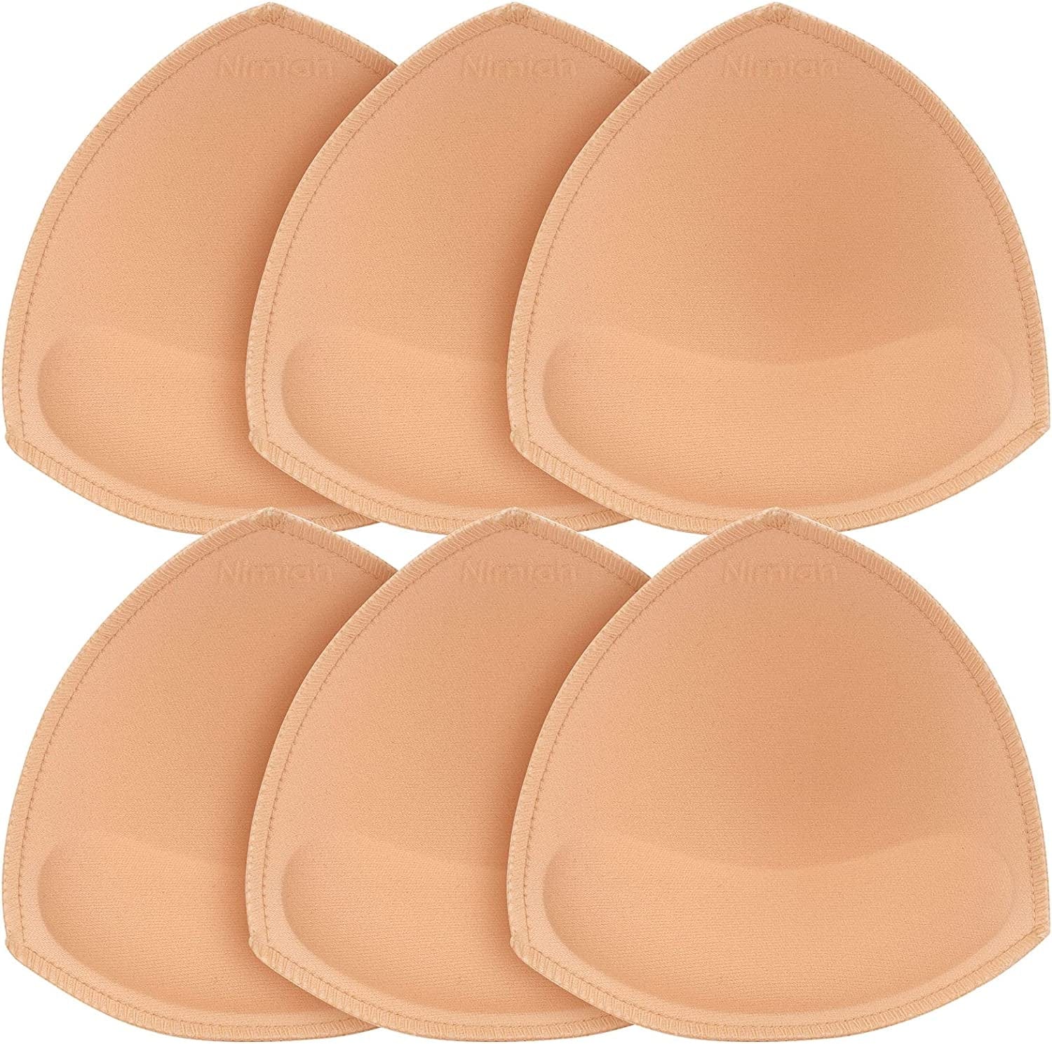 Bra Pads Insert 3 Pairs Sewn Edge Bra Inserts AB, CD, DE Cups | Bra Replacement Pad Beige Black White Optional Beige / D/E