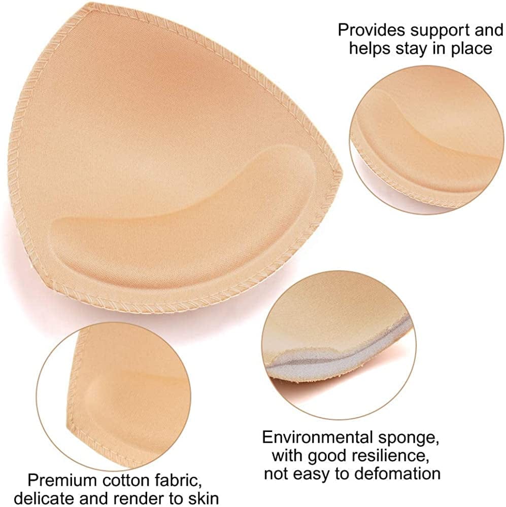 Bra Pads Insert 3 Pairs Sewn Edge Bra Inserts AB, CD, DE Cups | Bra Replacement Pad Beige Black White Optional