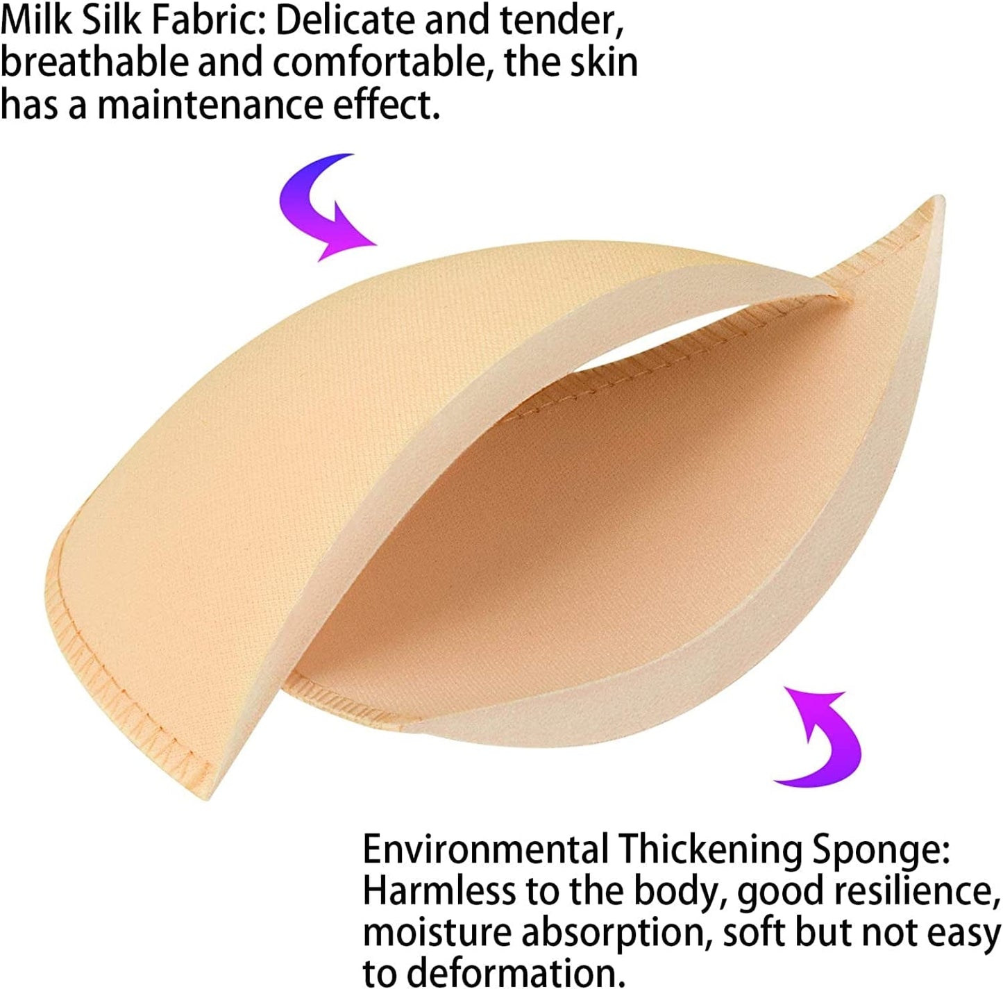 Bra Pads Inserts 8 Pairs, Bra Cups Inserts, Removable Breast Enhancers Inserts for Women (Beige)