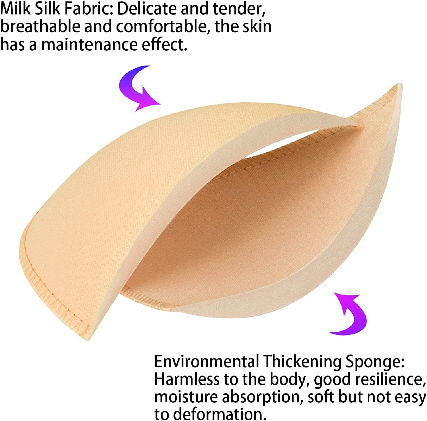 Bra Pads Inserts 8 Pairs, Bra Cups Inserts, Removable Breast Enhancers Inserts for Women (Beige)