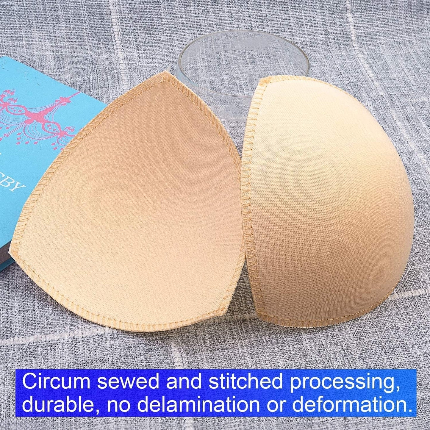 Bra Pads Inserts 8 Pairs, Bra Cups Inserts, Removable Breast Enhancers Inserts for Women (Beige)