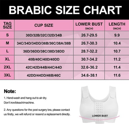 BRABIC Post Surgery Everyday Bras for Women Front Closure Mastectomy Support Bra with Adjustable Straps Wirefree