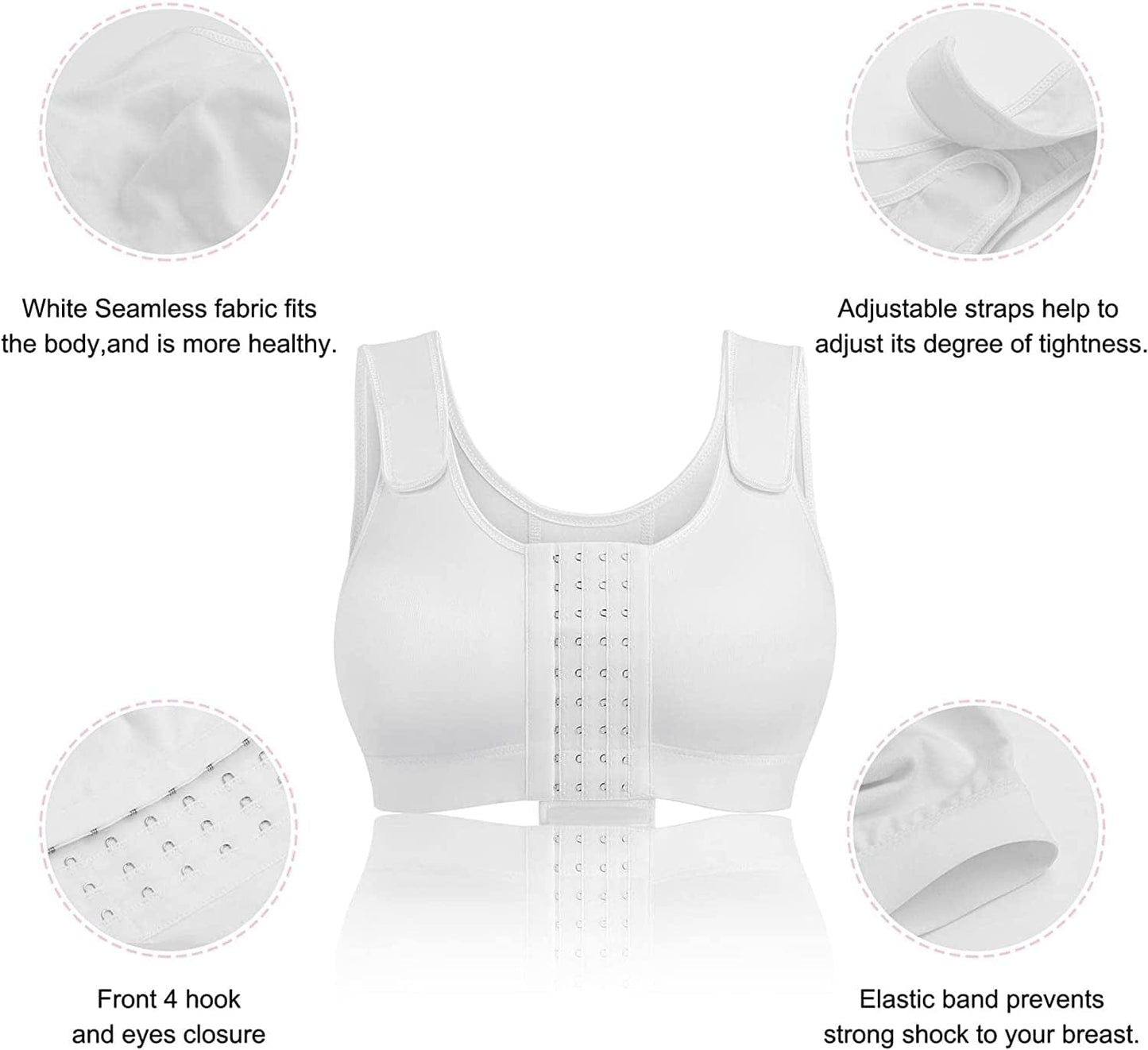 BRABIC Post Surgery Everyday Bras for Women Front Closure Mastectomy Support Bra with Adjustable Straps Wirefree