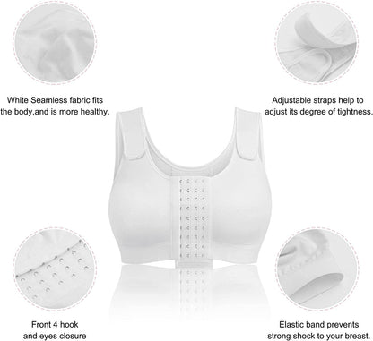 BRABIC Post Surgery Everyday Bras for Women Front Closure Mastectomy Support Bra with Adjustable Straps Wirefree