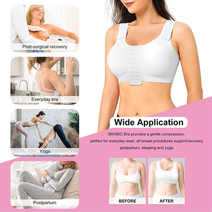 BRABIC Post Surgery Everyday Bras for Women Front Closure Mastectomy Support Bra with Adjustable Straps Wirefree