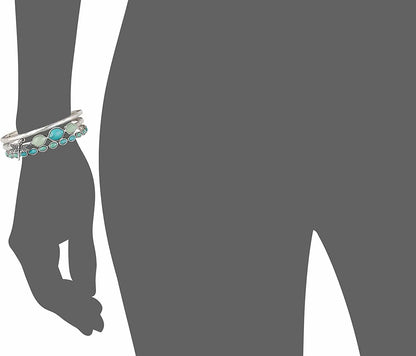 Bracelet Set, Silver-Tone Turquoise Dragonfly Bangle Bracelets
