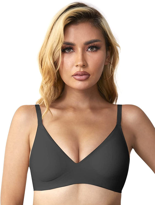 Bralettes for Women with Support, T-Shirt Wireless Seamless Bras for Women No Underwire Midnight Black / Large