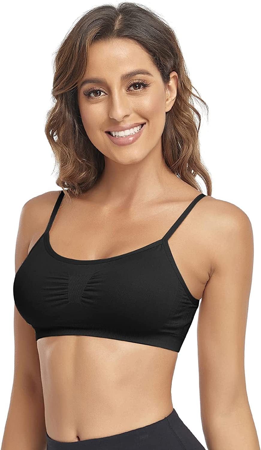 Bralettes Padded Cami Strap Bra, Seamless Sports Bra, Wireless Comfort Lightly T-Shirt Bra