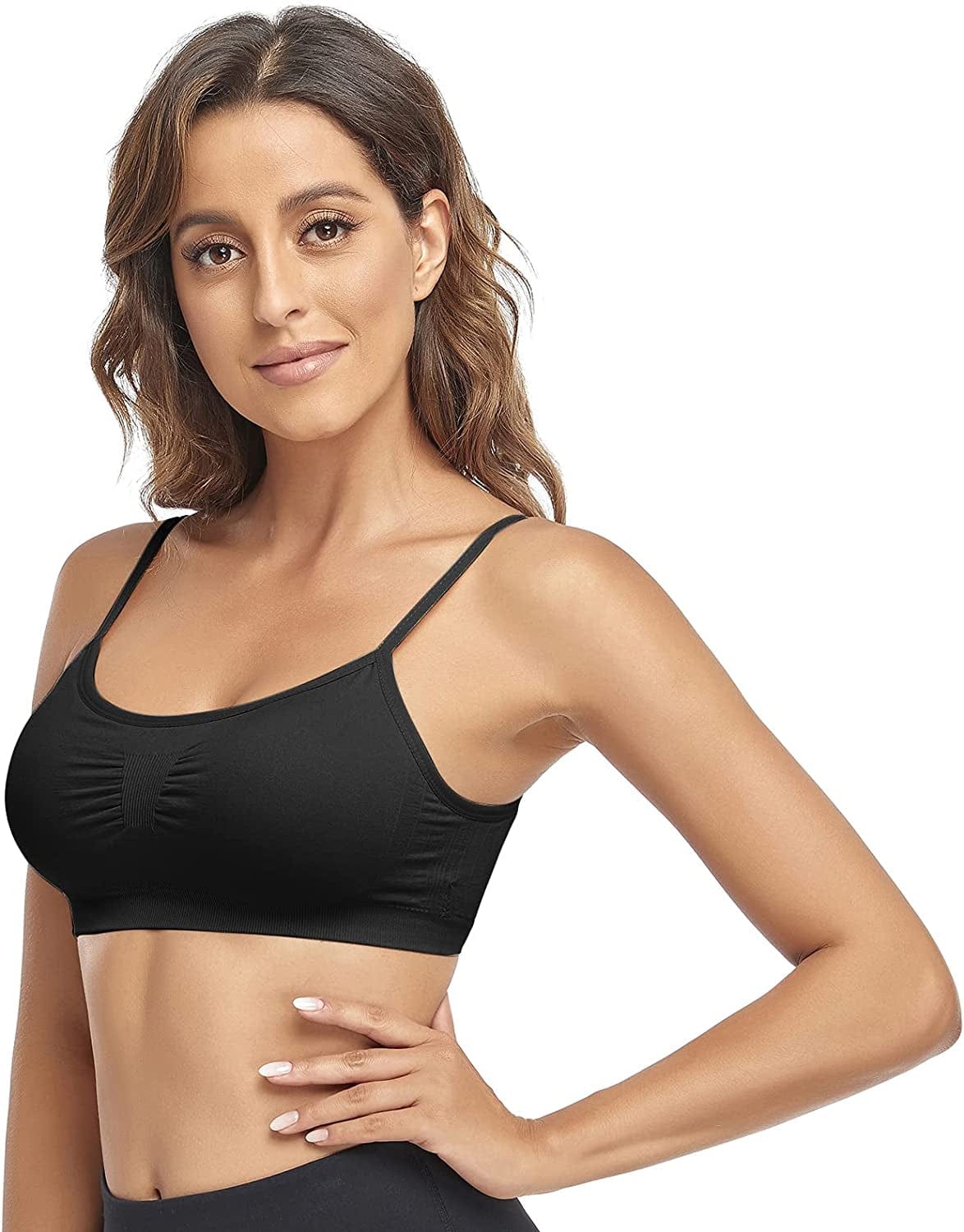 Bralettes Padded Cami Strap Bra, Seamless Sports Bra, Wireless Comfort Lightly T-Shirt Bra