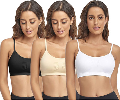 Bralettes Padded Cami Strap Bra, Seamless Sports Bra, Wireless Comfort Lightly T-Shirt Bra