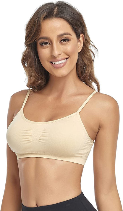 Bralettes Padded Cami Strap Bra, Seamless Sports Bra, Wireless Comfort Lightly T-Shirt Bra