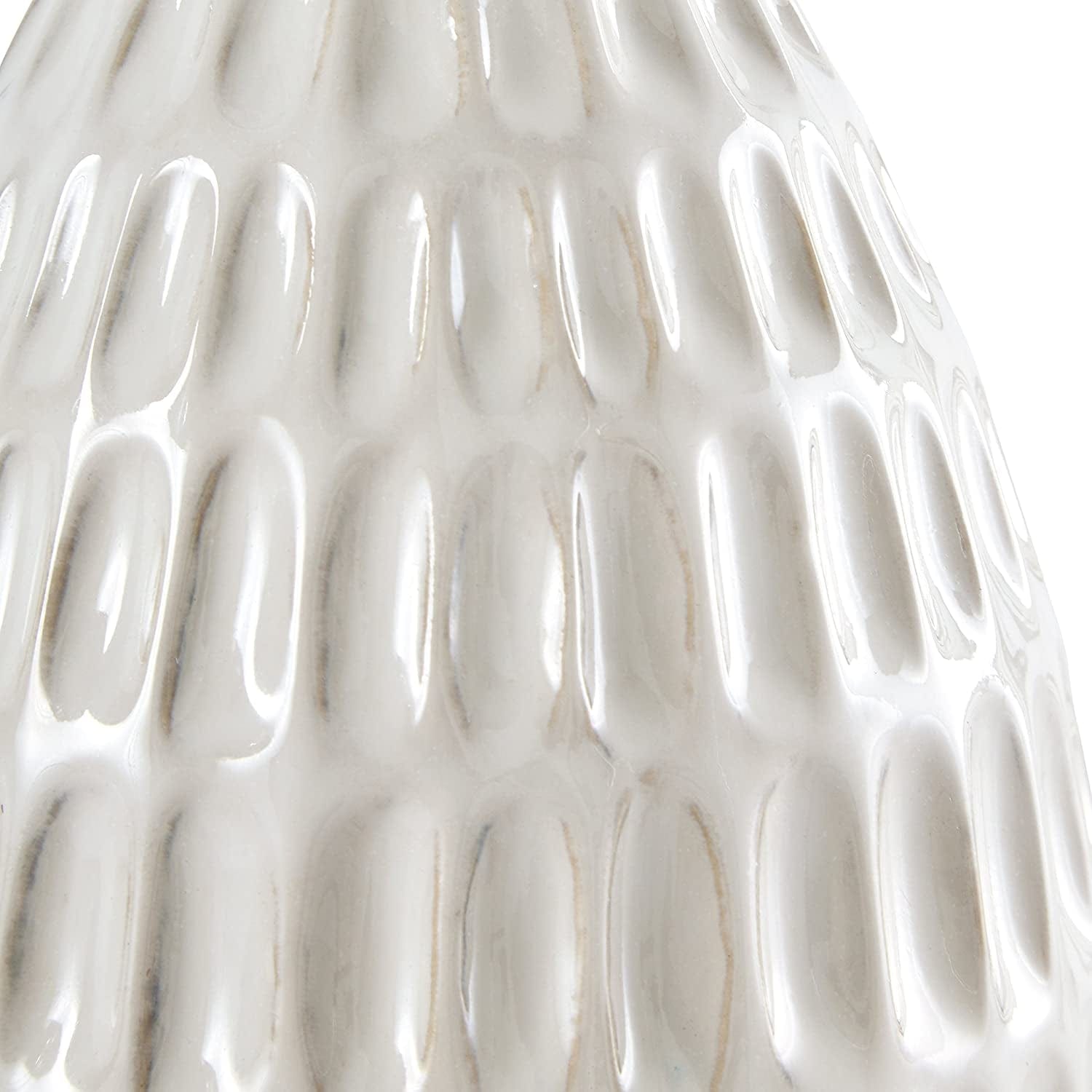 Brand – Stone & Beam Modern Oval Pattern Decorative Stoneware Vase, 11.1 Inch Height, Off-White White / Large