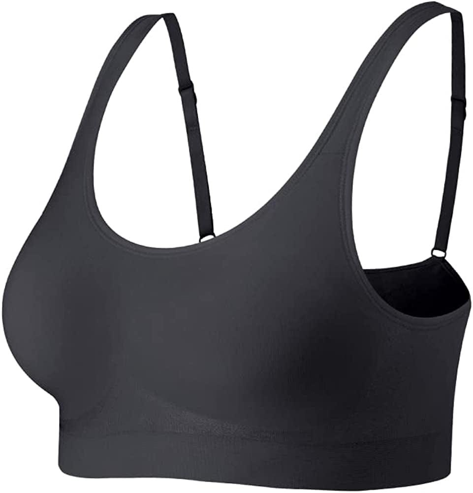 Bras for Women No Underwire Comfort Wireless Bras Seamless Wirefree Bras Full-Coverage 1*black / XX-Large