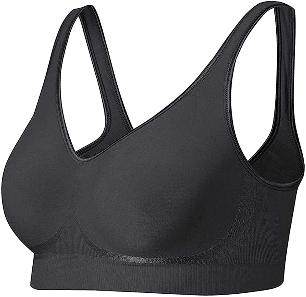 Bras for Women No Underwire Wirefree Bras with Smart Sizes Comfortable Wireless Bras No Padding 1* Black / Small