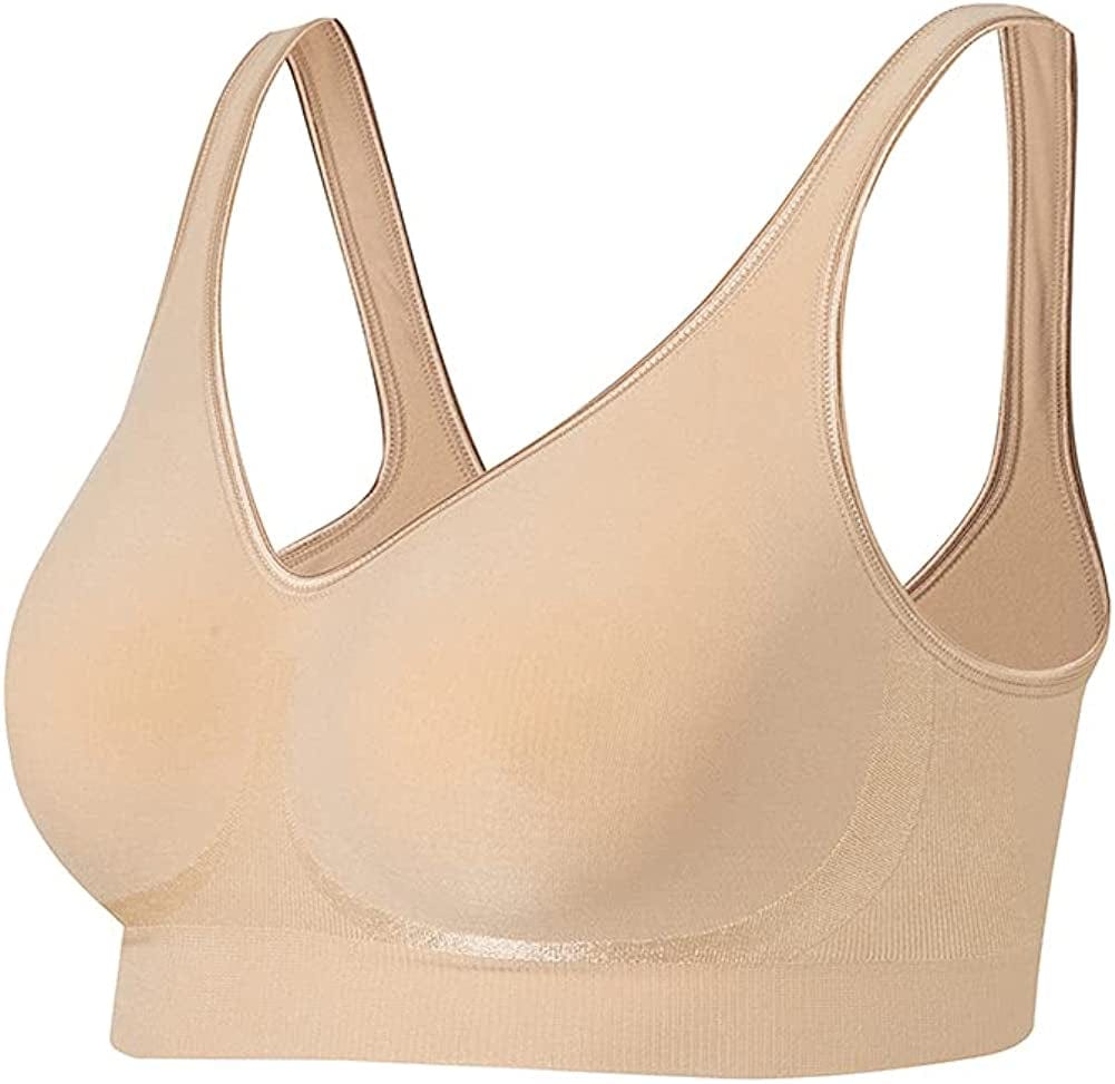 Bras for Women No Underwire Wirefree Bras with Smart Sizes Comfortable Wireless Bras No Padding 1* Beige / Small