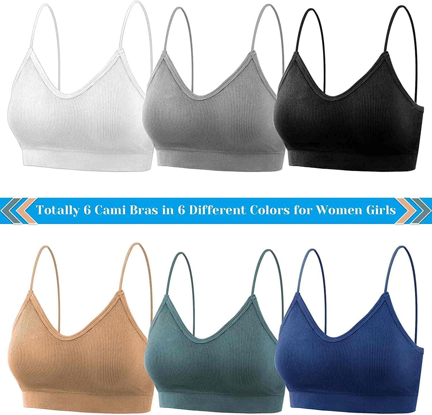 Bras for Women Pack of 6, Bralettes for Women Padded, Sports Bras for Women