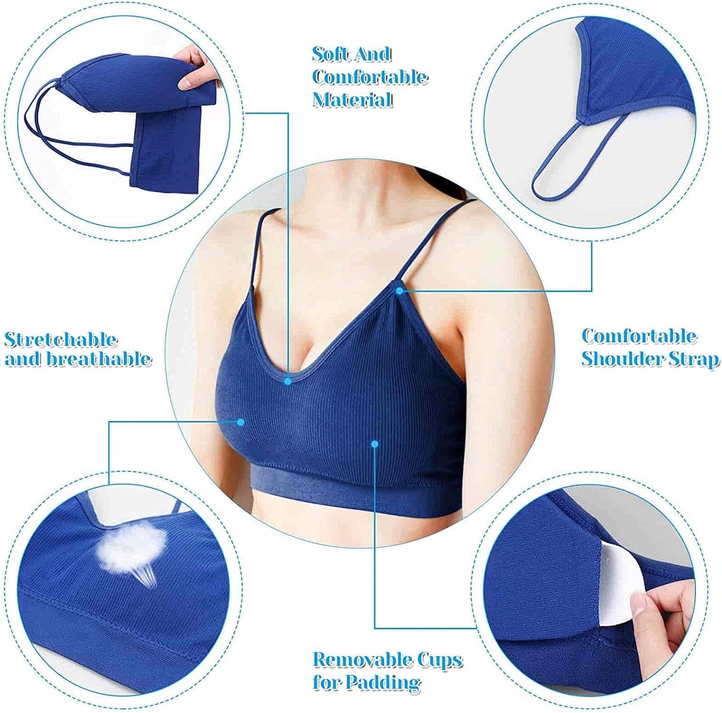 Bras for Women Pack of 6, Bralettes for Women Padded, Sports Bras for Women