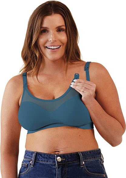 BRAVADO! DESIGNS Body Silk Seamless Sheer Wireless Maternity & Nursing Bra | B, C, D, DD/E, DDD/F Cup Midnight Sky / Small